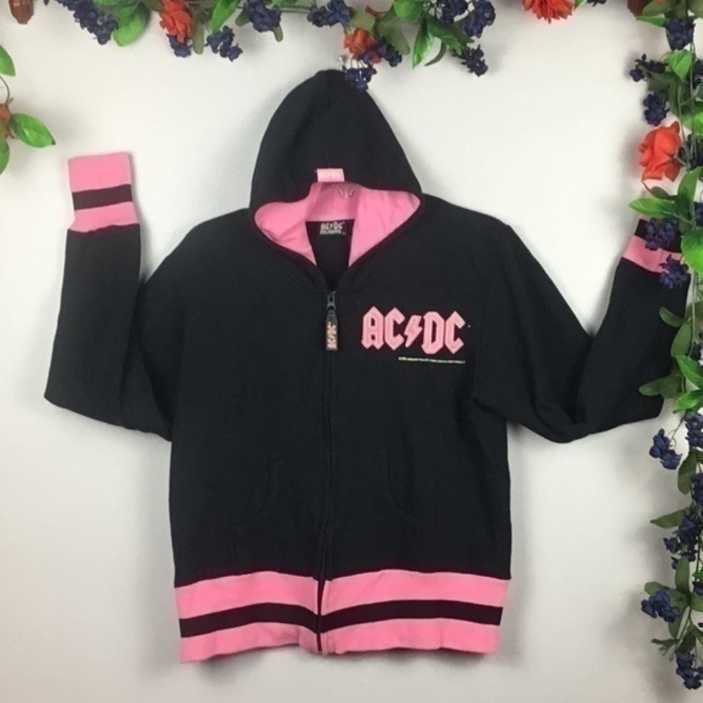 AC/DC 2005 ROCKWEAR Hooded Sweatshirt Hoodie Top Jacket Women’s Small or Kids XL - Picture 2 of 11